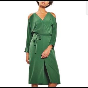 TopShop cutout Cold Shoulder Green Dress